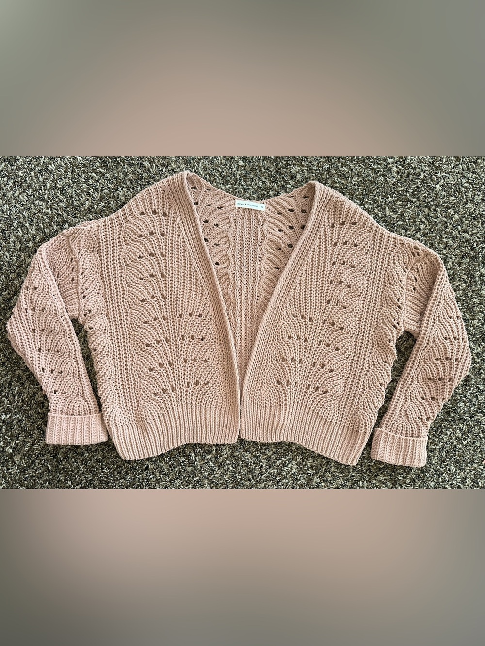 Moon & Madison open-front knit cardigan - dusty rose/light pink hue size small